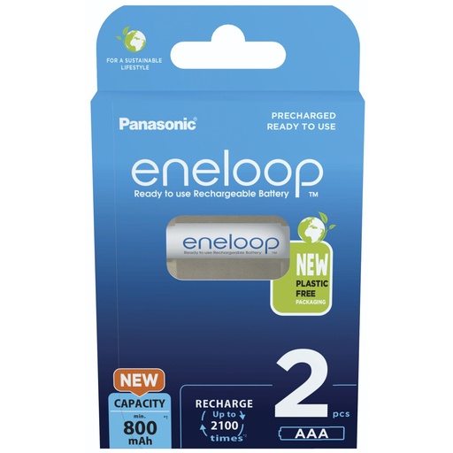 [762568] 1x2 Panasonic Eneloop Micro AAA 800mAh Ni-MH        BK-4MCDE/2BE
