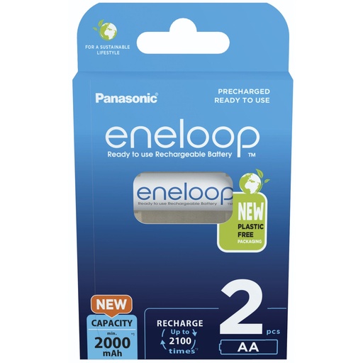 [762596] 1x2 Panasonic Eneloop Mignon AA 2000mAh Ni-MH       BK-3MCDE/2BE