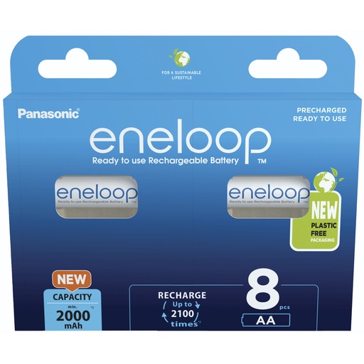 [762617] 1x8 Panasonic Eneloop Mignon AA 2000mAh Ni-MH       BK-3MCDE/8BE