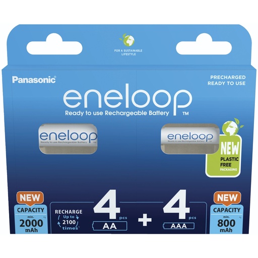 [762624] 2x4 Panasonic Eneloop Combipack 4xAA + 4xAAA Accus  BK-KJMCDE44E