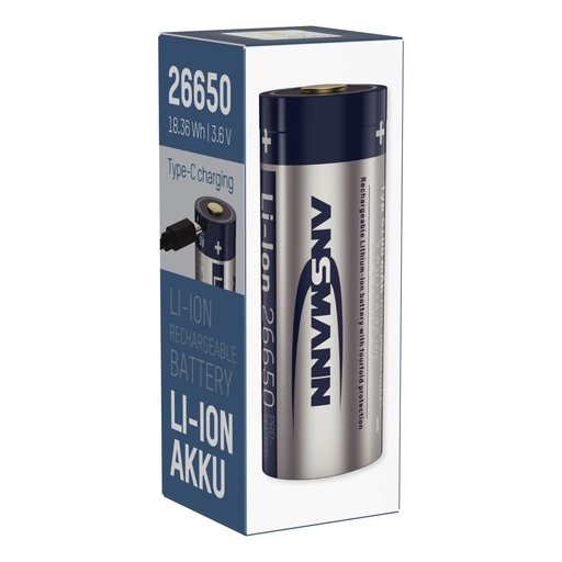 [777233] Ansmann Li-Ion 26650 5100mAh 3,6V Micro-USB socket  1307-0012