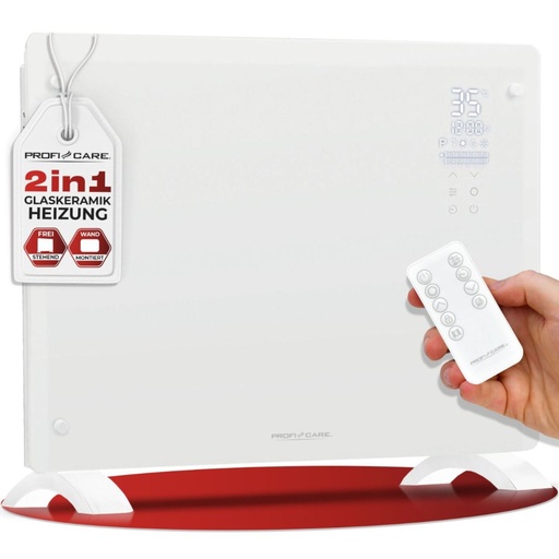 [842872] Proficare PC-GKH 3118 white Glass Konvector Heater