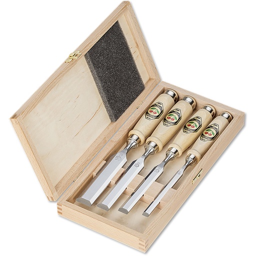 [433365] Kirschen Firmer Chisel Set 4pcs 1141 HK in Wooden Box  1141000