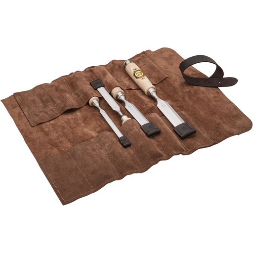[881876] Kirschen Firmer Chisel Set 4pcs. Leather Bag 10-16-20-26