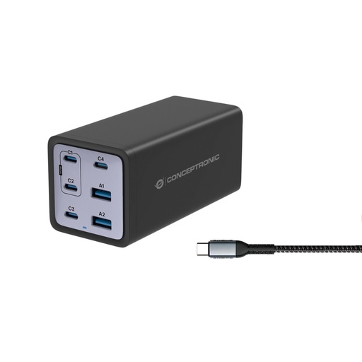[154109] Conceptronic OZUL06BE 6-Port 200W USB-C Charger