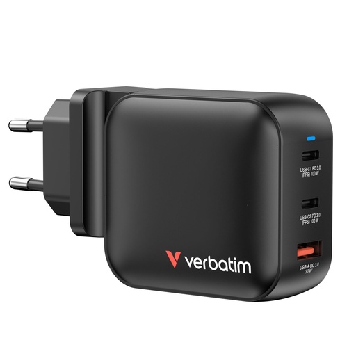 [166030] Verbatim Mini GaN Charger 100W 3Port US/EU/UK ADP         32230