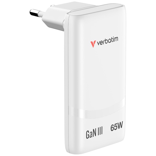 [202437] Verbatim Fold n Go GaN Charger 65W 2xUSB C weiß klappb.St.32355