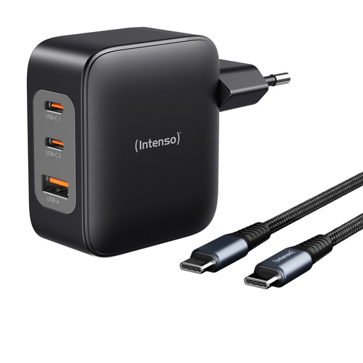 [203466] Intenso Power Adapter 100W   GaN 2x USB-C 1x USB-A inkl. Kabel 2m