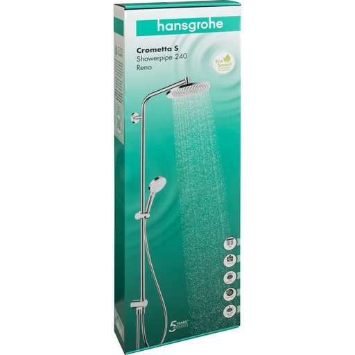 [872986] Hansgrohe Crometta S Showerpipe 240 1jet EcoSmart Reno chrome