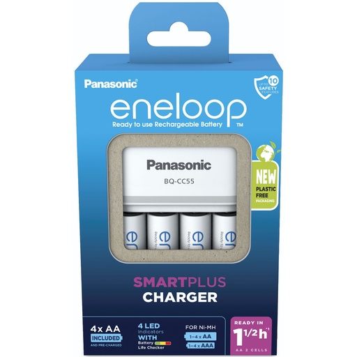 [762708] Panasonic Eneloop Smart Plus Cha BQ-CC55 incl. 4xAA K-KJ55MCD40E