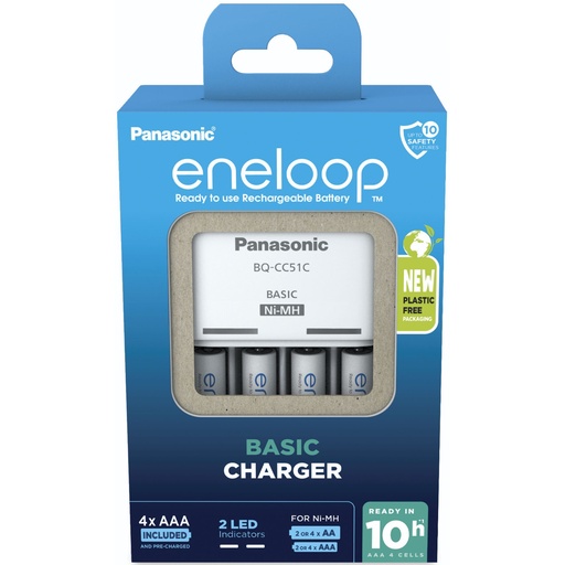 [762743] Panasonic Eneloop Basic Charger BQ-CC51 incl. 4xAAA K-KJ51MCD04E