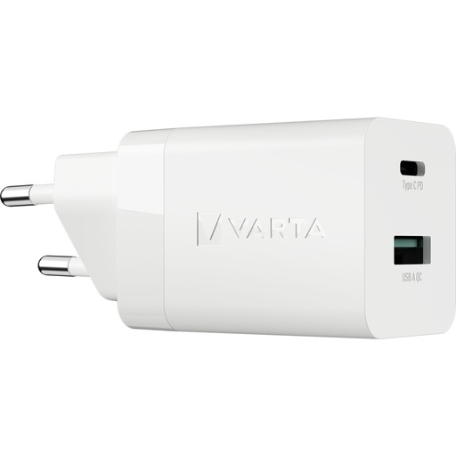[792199] Varta Speed Charger 38W GaN PD USB-C 20W + USB-A 18W, white