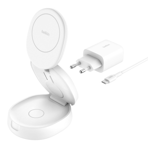 [173394] Belkin Boost Charge foldab.mag. 3-in-1 Charg. Qi2 wh. WIZ034kqWH