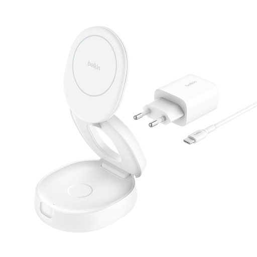 [173408] Belkin Boost Charge adjustable mag.2-in-1 Ch.Qi2 wh. WIZ035kqWH