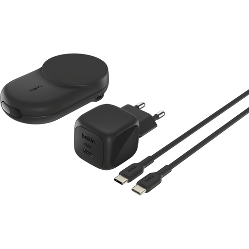 [190369] Belkin UltraCharge 25W Qi2 magn. 2-in-1 Lad.klappb.sw. WIZ039kqBK