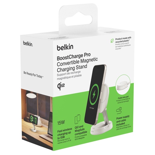 [862829] Belkin BOOST Charge Pro Qi2 15W magnetic Charger whi. WIA008vfWH