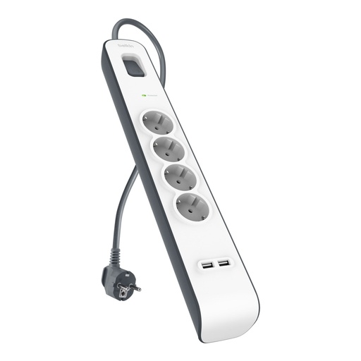 [139850] Belkin Surge Prot. Strip 4outlet 2xUSB-A, 2m Cabel  BSV401vf2M-V2