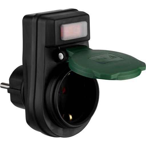 [895328] REV Adapter w. switch IP44 black-green