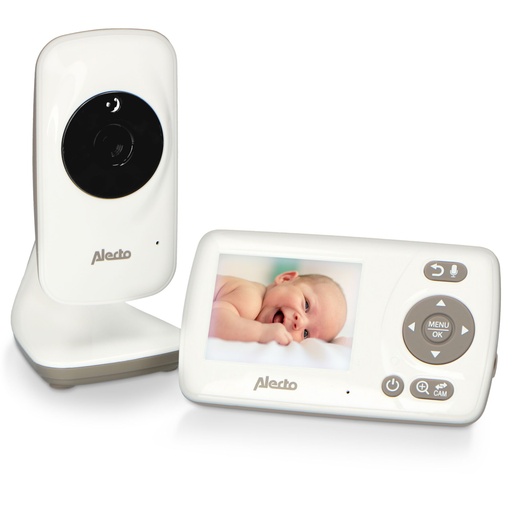 [143084] Alecto Baby monitor w. camera 2,4 Inch color disp. white/taupe