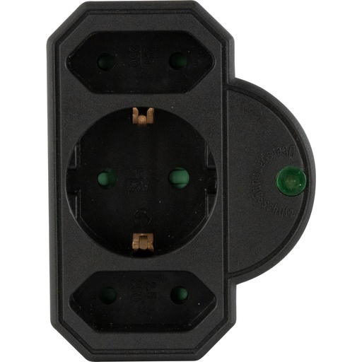 [131324] REV Steckdosenadapter 3-fach mit Überspannungsschutz, schwarz