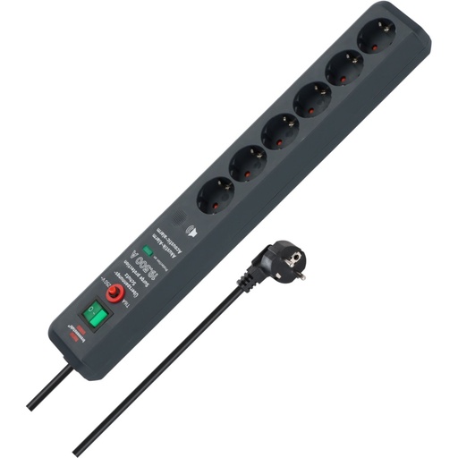 [163503] Brennenstuhl Secure-Tec 6-fold power strip anthracite 3m
