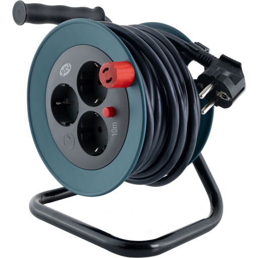 [205678] REV Kabeltrommel Mini 3-fach 10m petrol/schwarz        0010042100