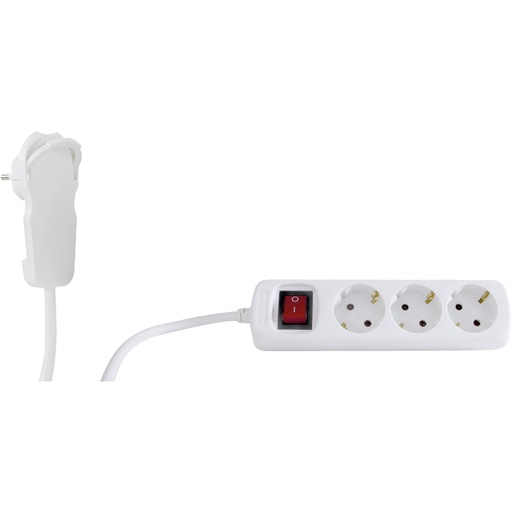 [211311] REV Multiple Socket Outlet 2m 3-fold Flat Plug w. switch white