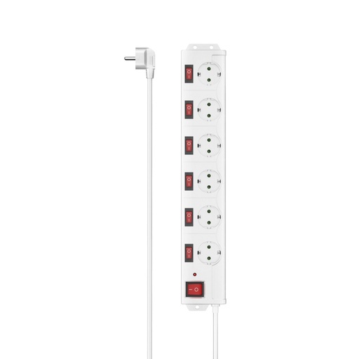 [256426] Hama Socket Line 6-fach single switchable white 223159
