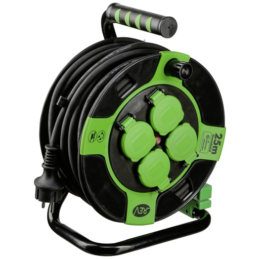 [472523] REV Cable Drum Resin 25m IP 44 4-fold sw gn