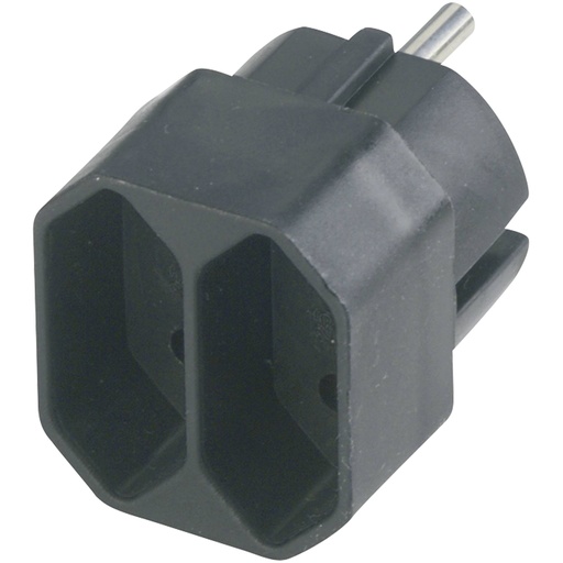 [504807] REV transition plug 2-fold black Eurosteckdosen