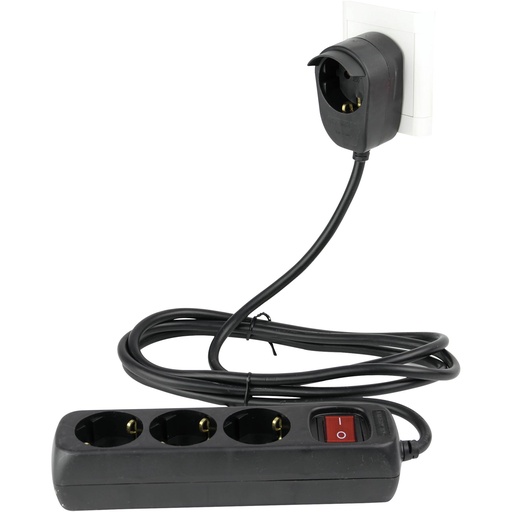 [504912] REV Multiple Socket Outlet 3+1-fold 2m + switch black