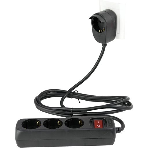 [504926] REV Multiple Socket Outlet 3+1-fold 5m + switch black