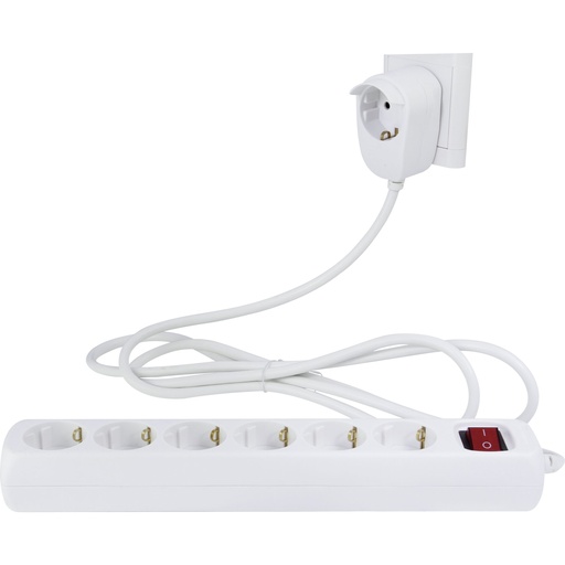 [504947] REV Multiple Socket Outlet 6+1- fold 5m +switch white Powersplit