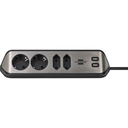 [673878] Brennenstuhl estilo Corner 4-way Extension Lead silver/black
