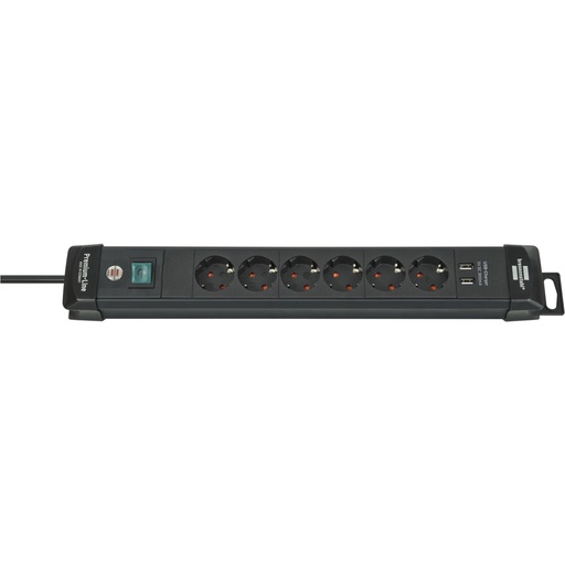 [673990] Brennenstuhl Premium-Line Extension Socket 6-way black