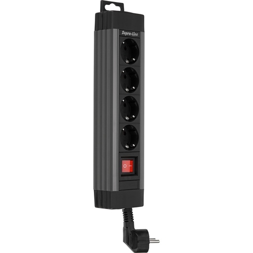 [767356] REV Outlet Strip     4-fold 1,9m Supraline w. switch anthracite