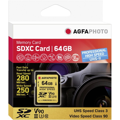 [488455] AgfaPhoto SDXC UHS II       64GB Professional High Speed U3 V90