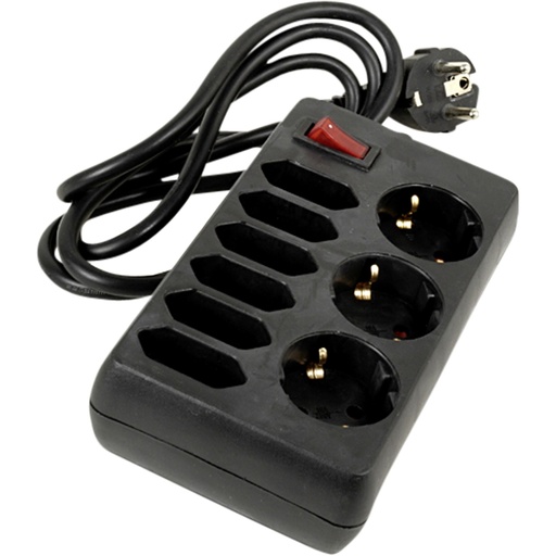 [889012] REV Socket line 9-fold 1,4 m w. switch black