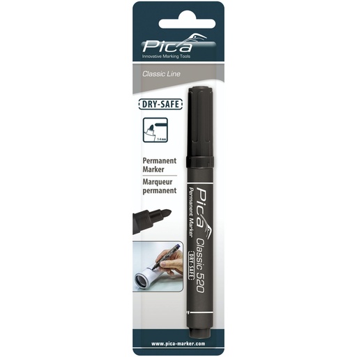 [799073] Pica Permanent Marker 1-4mm, Round Tip, black, Retail Pack.