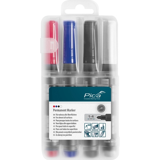 [877865] Pica permanent Marker 1-4mm assorted with Instant-White