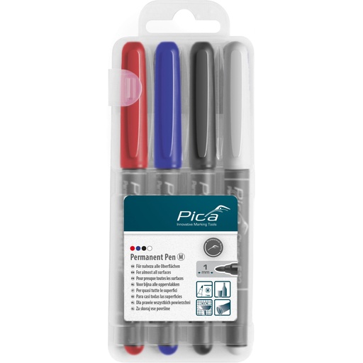 [877886] Pica Permanent-Pen 1,0mm assorted with Instant-White-Pen