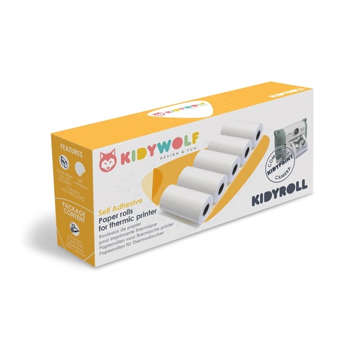 [880945] Kidywolf Self Adhesive Paper Rolls for thermic printer 5 pcs.