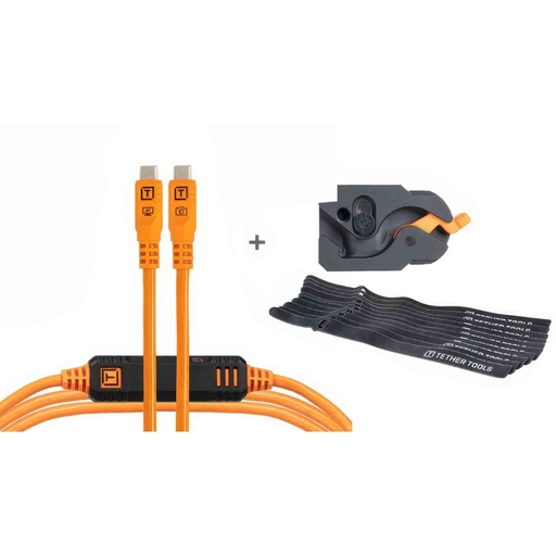 [132353] Tether Tools LeverLock&Cable Kit Optima 10G gerade orange 4,6m