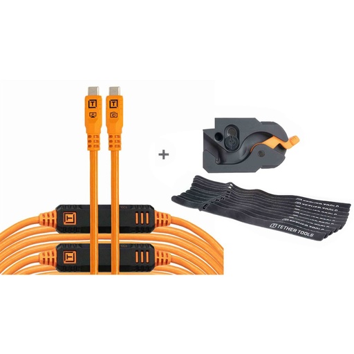 [132395] Tether Tools LeverLock&Cable Kit Optima 10G gerade orange 9,2m