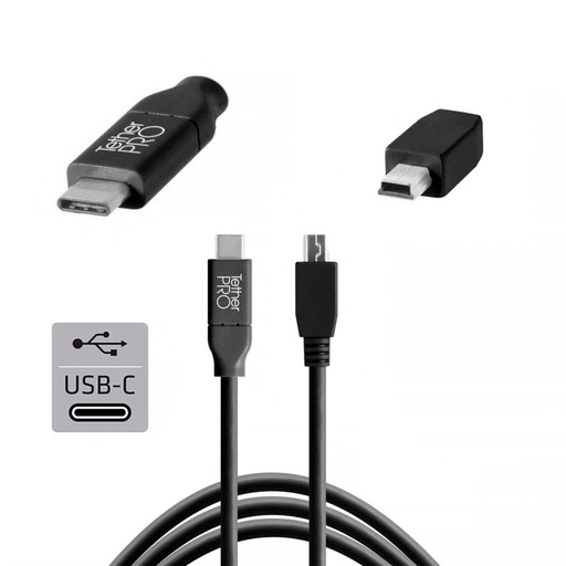[132794] Tether Tools USB-C zu 2.0 Mini B 5-Pin 4,60m schwarz