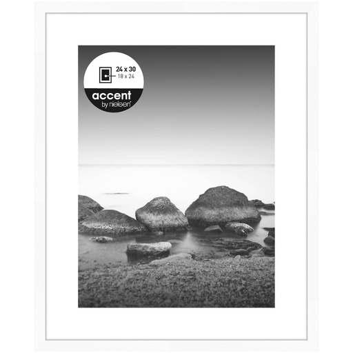 [350240] Nielsen Aura white 24x30 Wood incl. Passepartout 1122001