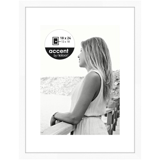 [350268] Nielsen Aura white 18x24 Wood incl. Passepartout 1134001