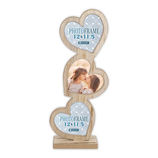 [882695] ZEP Frida              3x12x11,5 Wood Frame with 3 hearts RE333