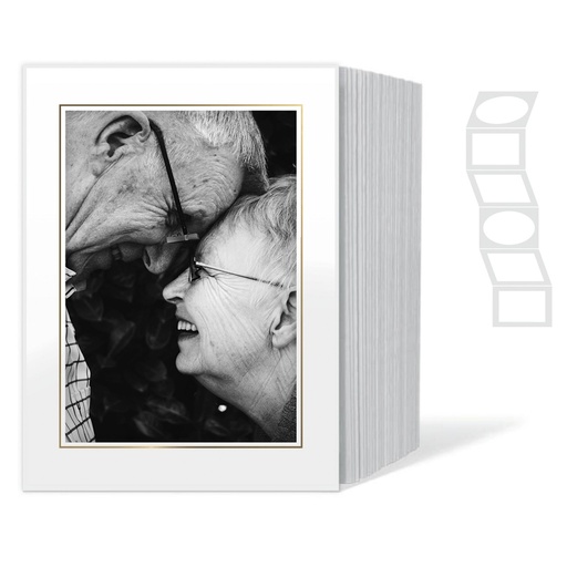 [810479] 1x125 Daiber Passepartouts 13x18 white/golden line