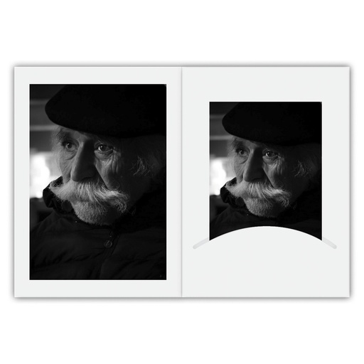 [810269] 1x100 Daiber Portrait folders w. passepartout 13x18 white silk